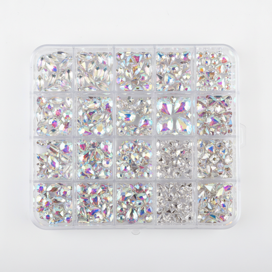 12-grid Water Drop Heart AB Crystal Nail Art Decorations